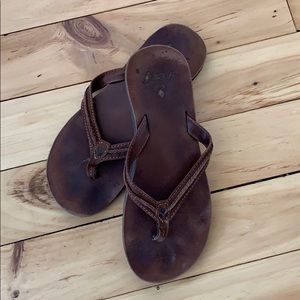 Reef leather flip flops